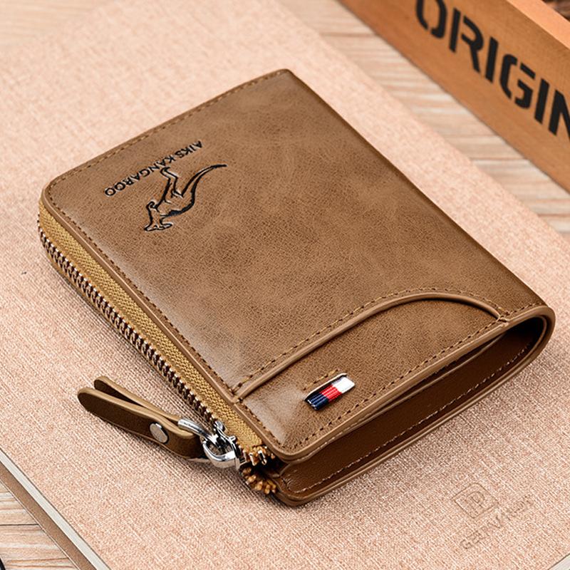 BIG SALE - 50% OFF Men Wallet Zipper Genuine Leather Purse (RFID PROTECTED)