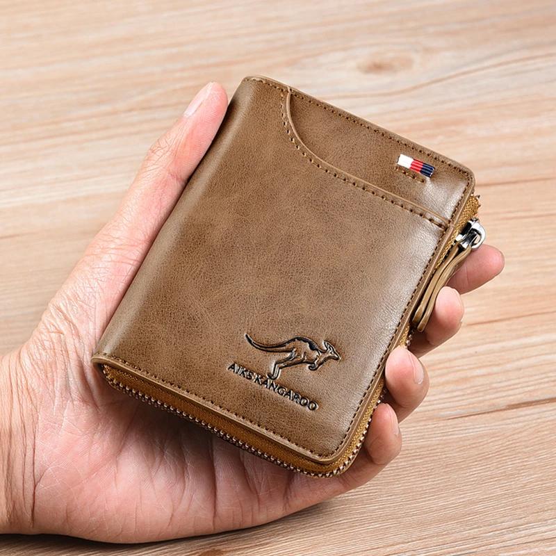 BIG SALE - 50% OFF Men Wallet Zipper Genuine Leather Purse (RFID PROTECTED)