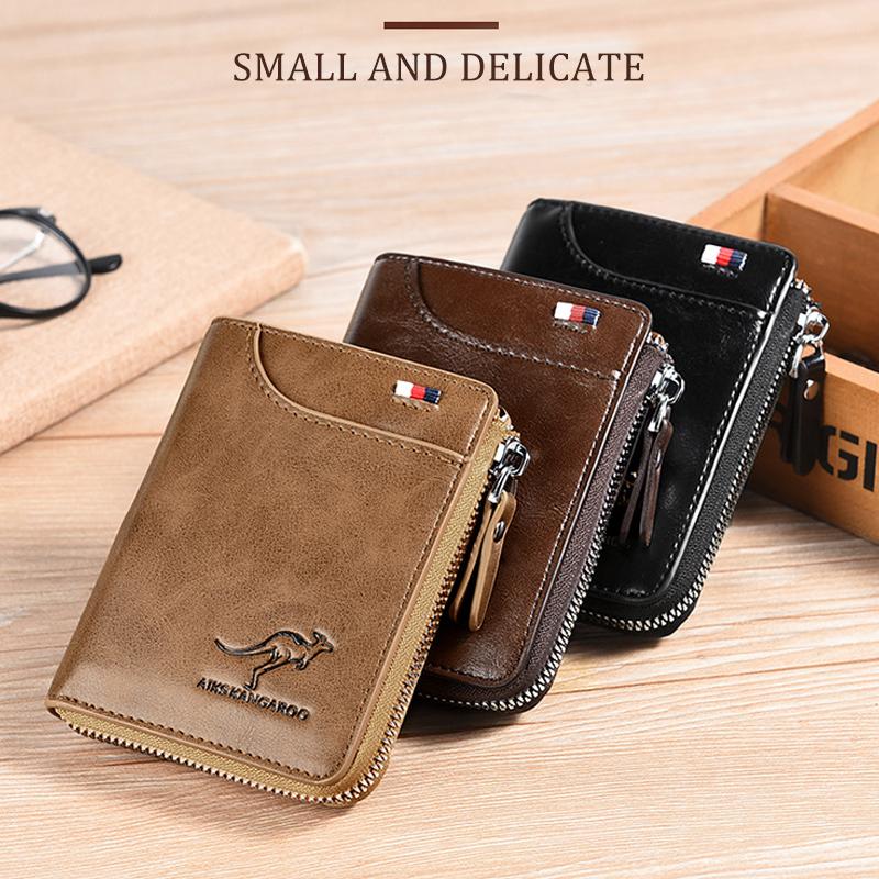 BIG SALE - 50% OFF Men Wallet Zipper Genuine Leather Purse (RFID PROTECTED)