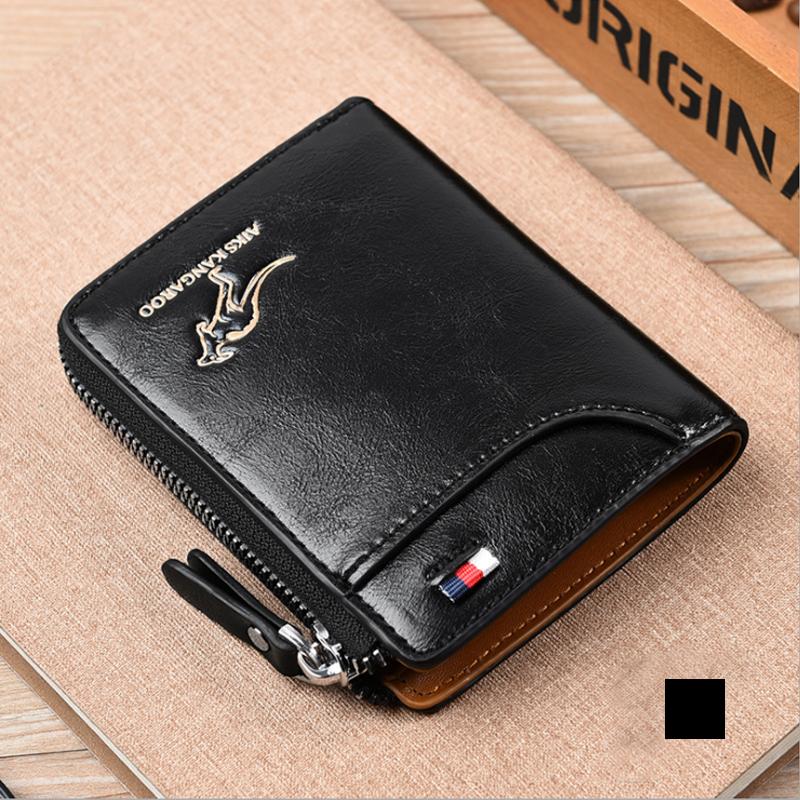 BIG SALE - 50% OFF Men Wallet Zipper Genuine Leather Purse (RFID PROTECTED)