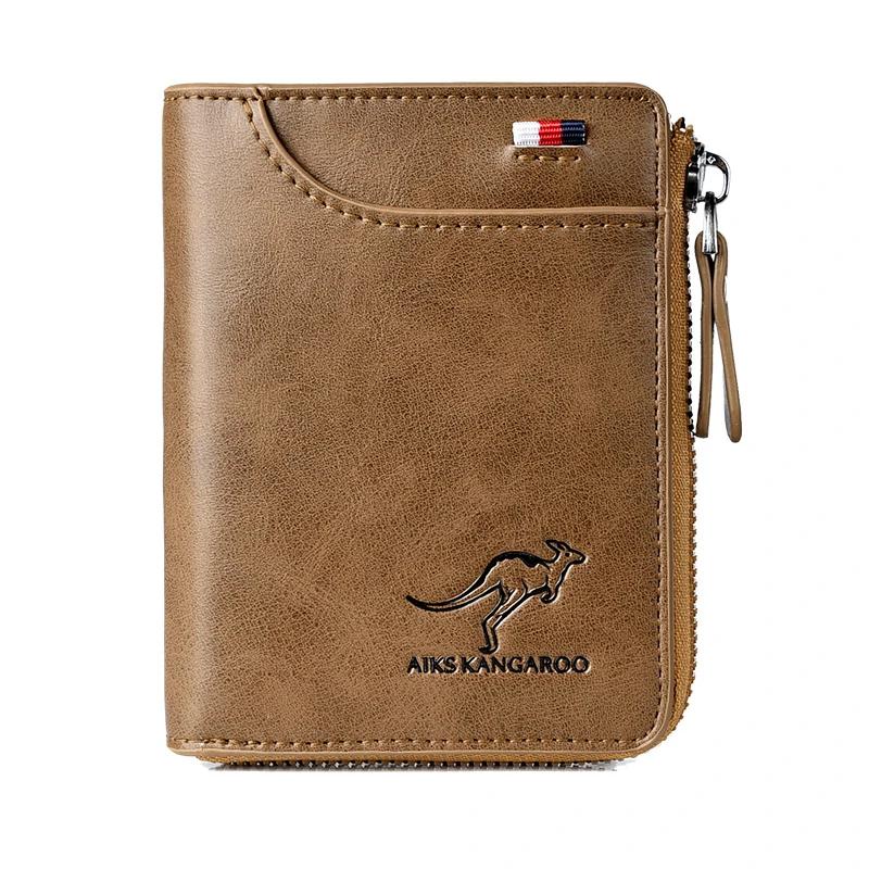 BIG SALE - 50% OFF Men Wallet Zipper Genuine Leather Purse (RFID PROTECTED)