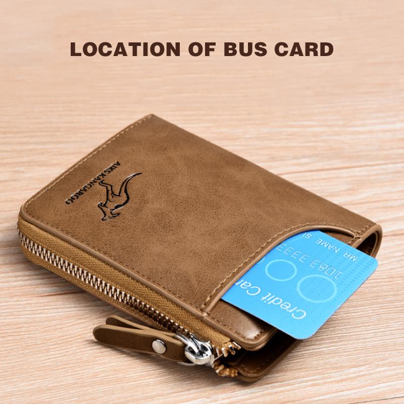 BIG SALE - 50% OFF Men Wallet Zipper Genuine Leather Purse (RFID PROTECTED)