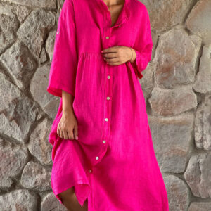 Cotton And Linen Loose Shirt Dress