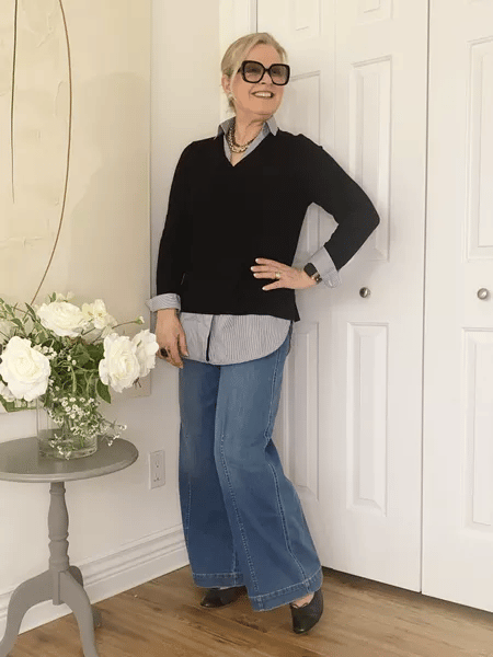 Last Day 49% OFF - Seamed Front Wide Leg Jeans