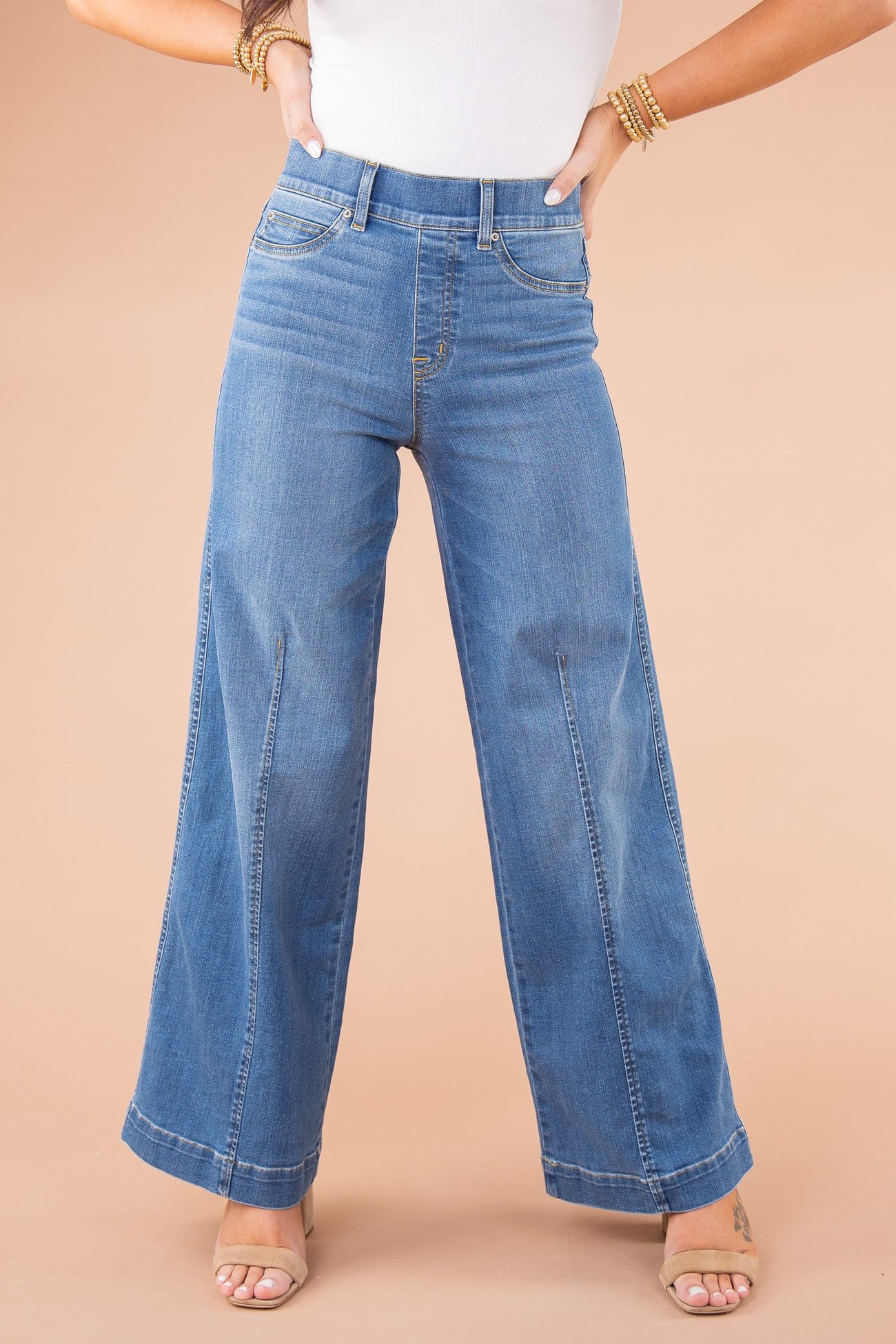 Last Day 70% OFF - Seamed Front Wide Leg Jeans