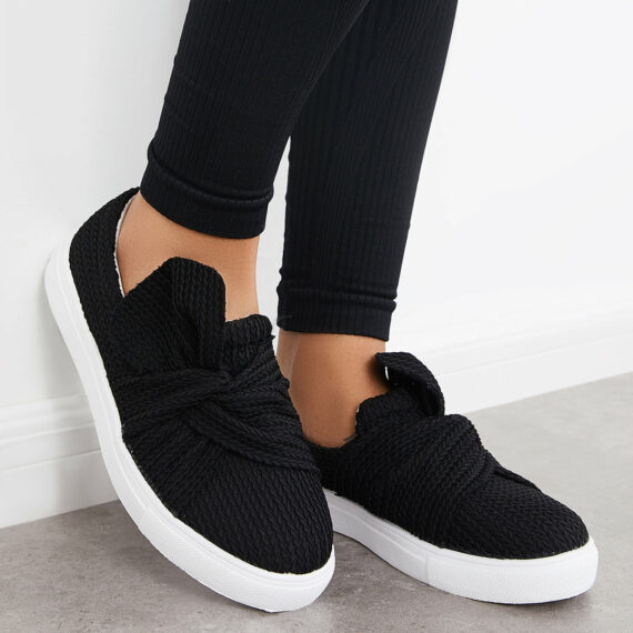 Last Day 75% OFF - Bow Knit Platform Slip on Loafers Low Top Walking Shoes