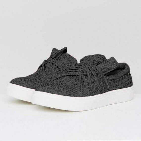 Last Day 75% OFF - Bow Knit Platform Slip on Loafers Low Top Walking Shoes