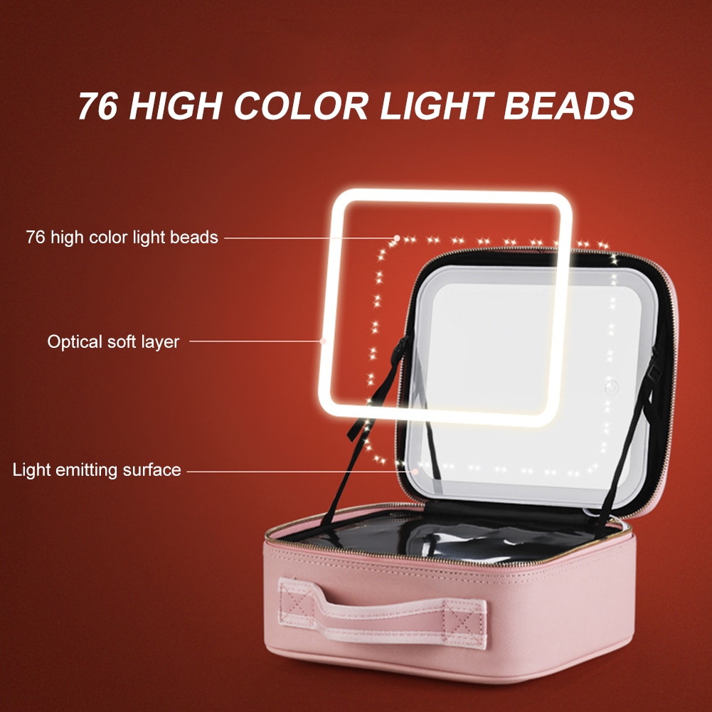 Cosmetic Travel Case With LED Mirror