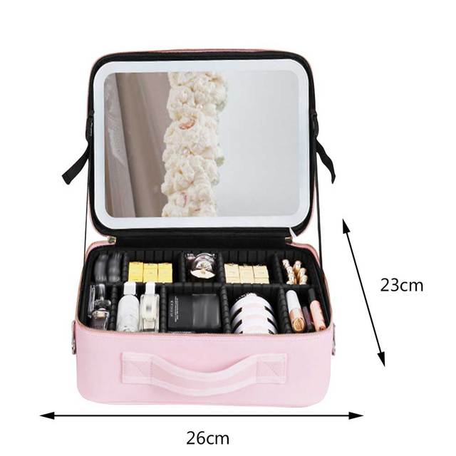 Cosmetic Travel Case With LED Mirror