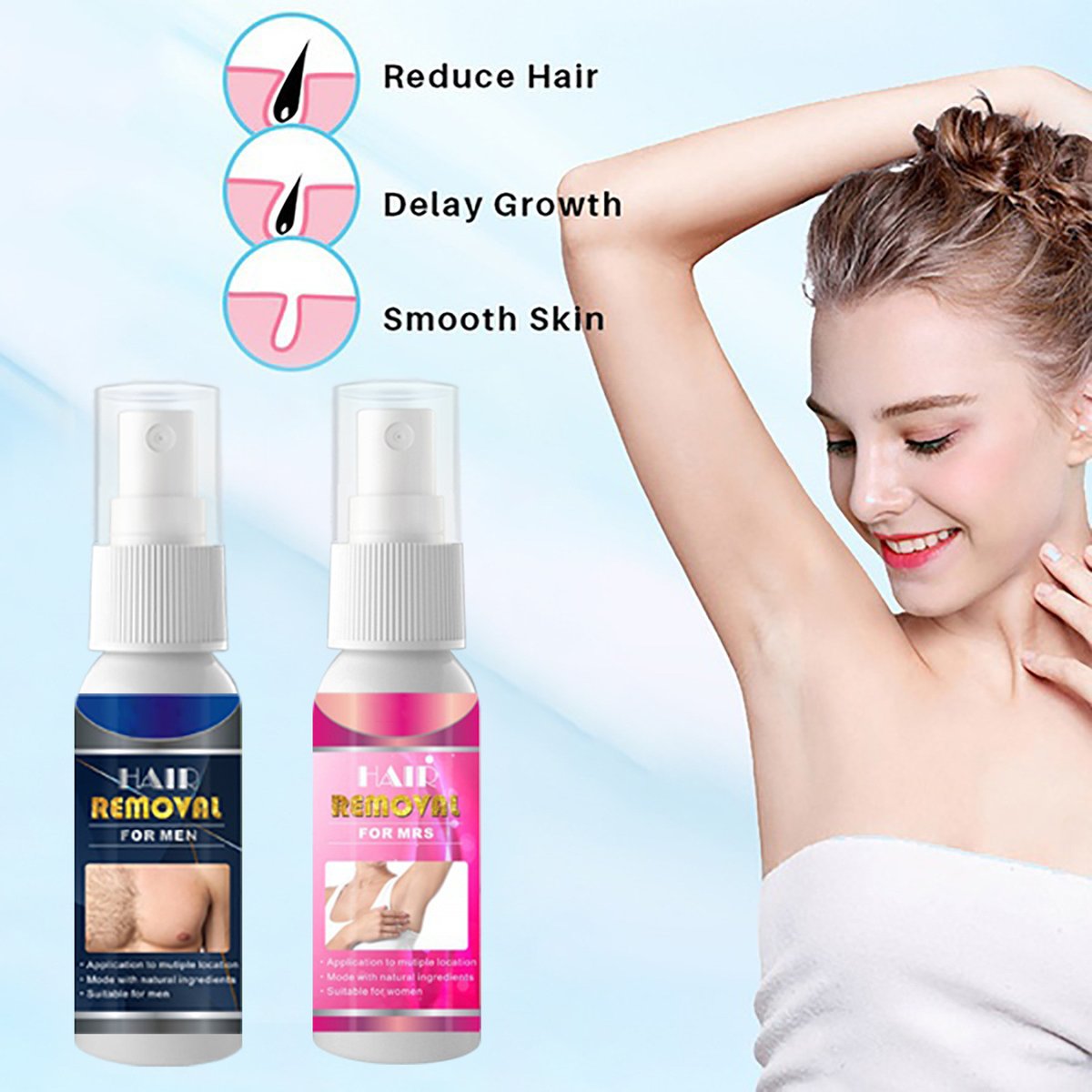 Natural Permarent Hair Removal Spray (Men And Women)