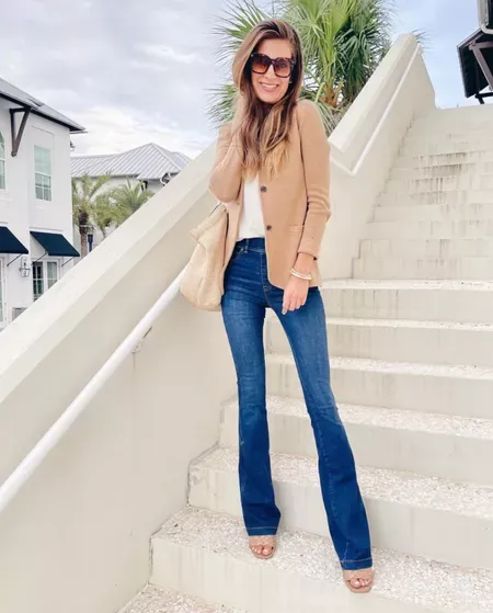 No-Button Loose Flare Jeans