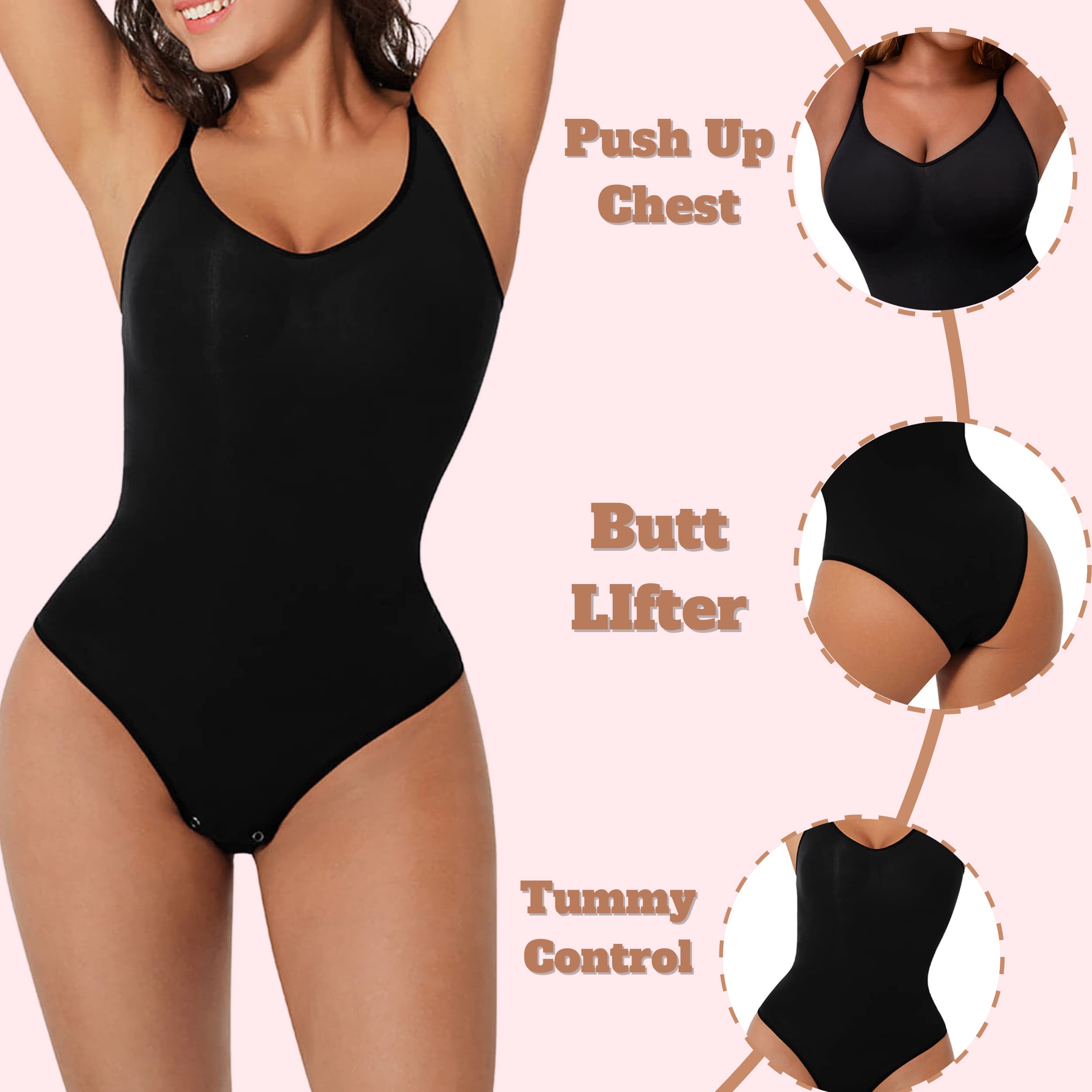 Soo Slick Seamless Bodyshaper Bodysuit for Women - Full Body Shapewear Body Sculpting Suits Sleeveless Round Neck