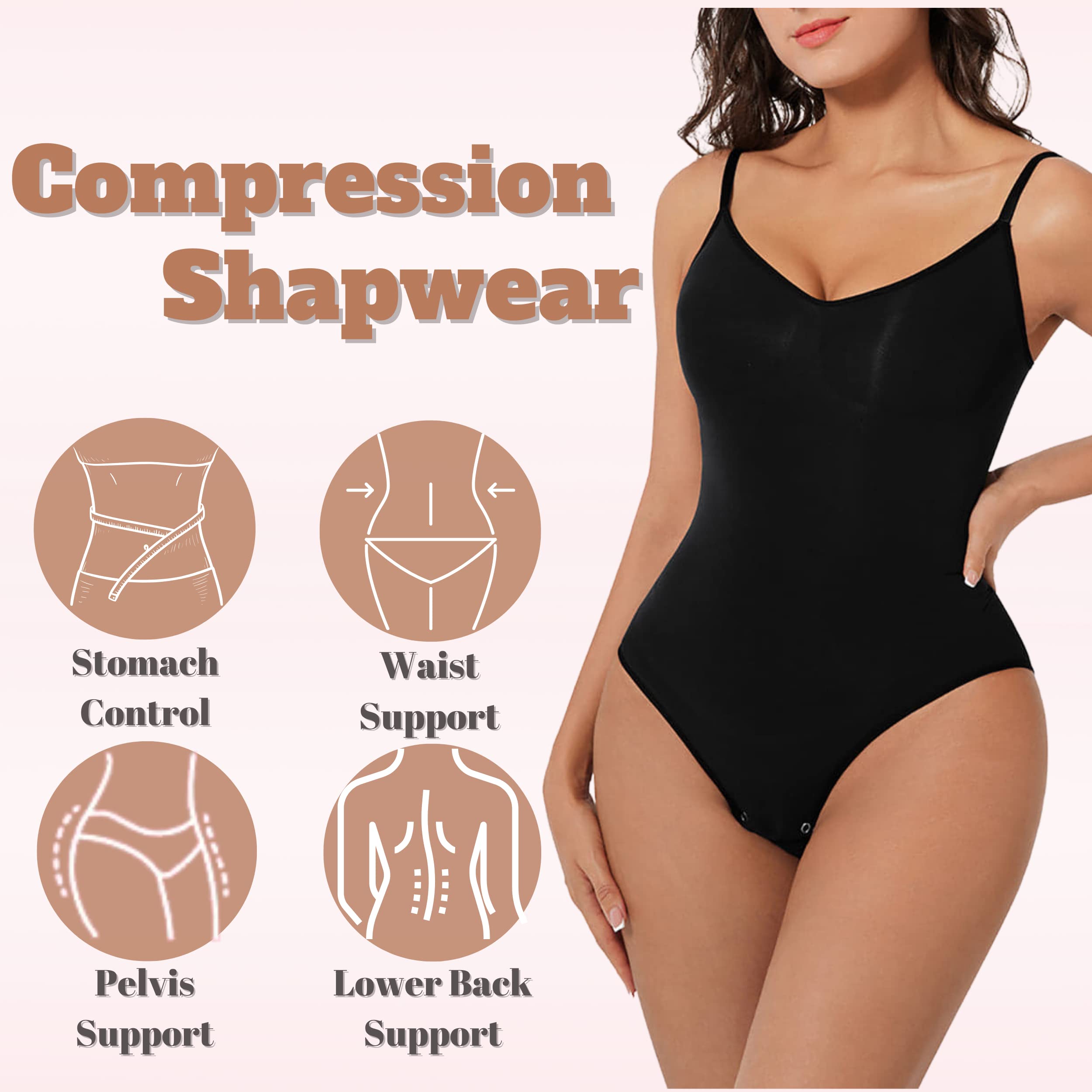 Soo Slick Seamless Bodyshaper Bodysuit for Women - Full Body Shapewear Body Sculpting Suits Sleeveless Round Neck