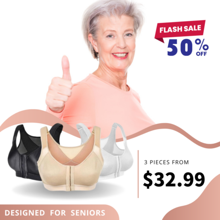 Seniorsbra - Women's 18-hour Front Closure Wireless Back Support Posture Full Coverage Bra