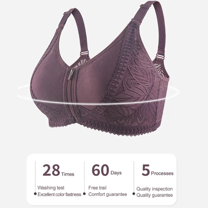 Womens zip front closure plus size bra