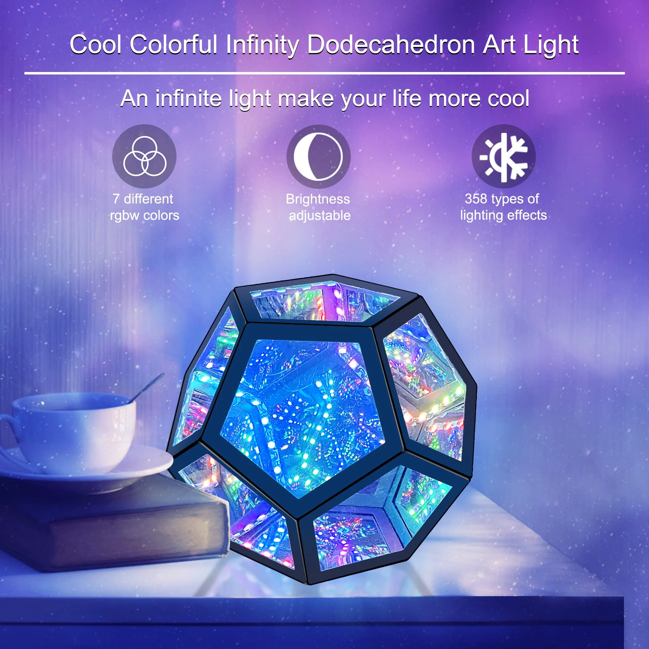 3D Infinity Dodecahedron Table Lamp - A visual feast through dimensions