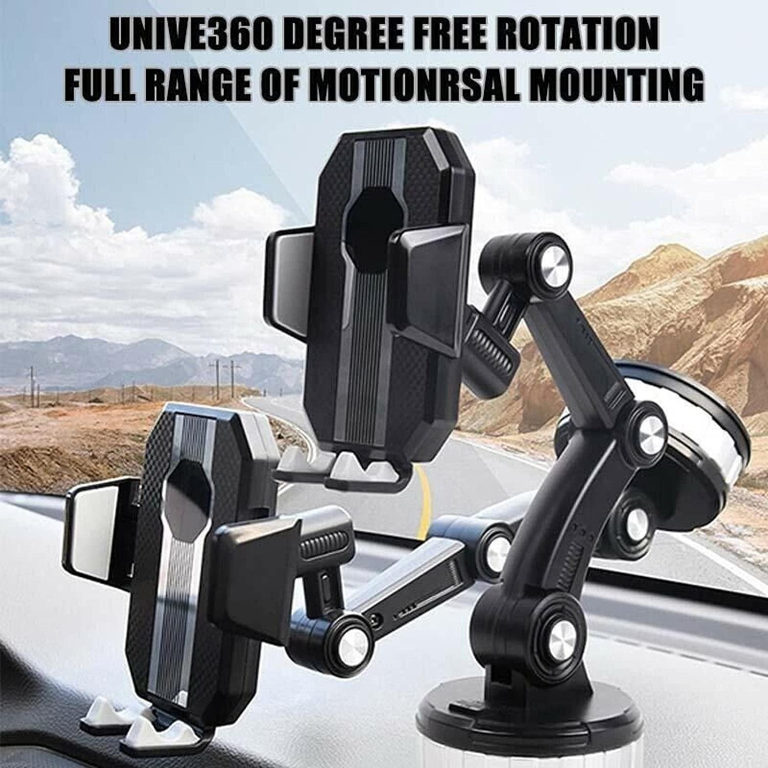 Car Phone Holder Universal 360Â° Rotating Car Phone Mount with Strong Suction Cup Adjustable Car Dashboard