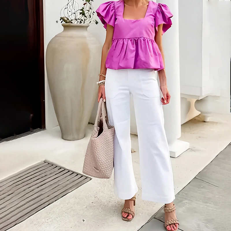 (EARLY MOTHER'S DAY SALE) STRETCH TWILL CROPPED WIDE LEG PANT