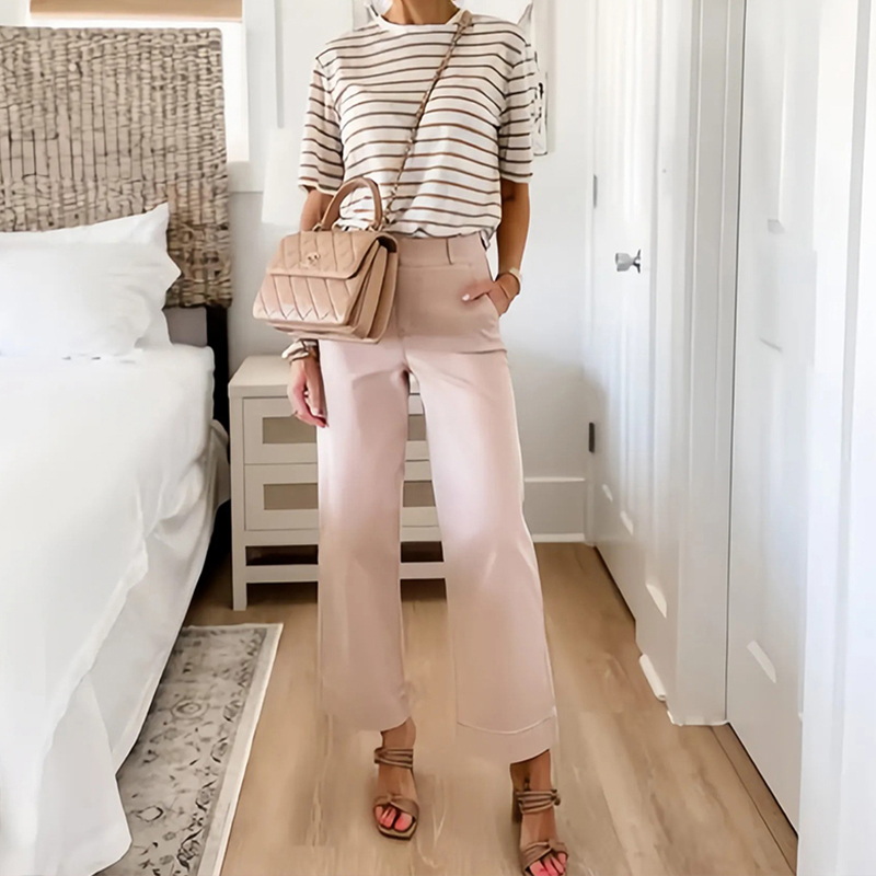 (EARLY MOTHER'S DAY SALE) STRETCH TWILL CROPPED WIDE LEG PANT