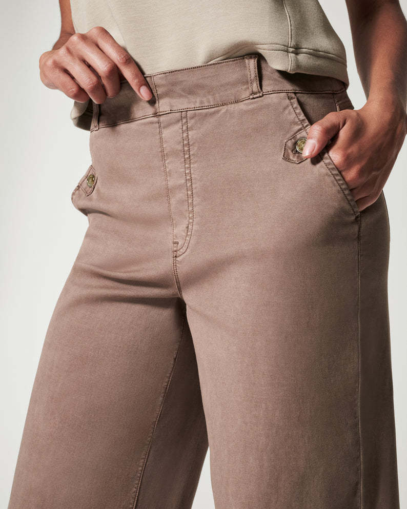 (EARLY MOTHER'S DAY SALE) STRETCH TWILL CROPPED WIDE LEG PANT