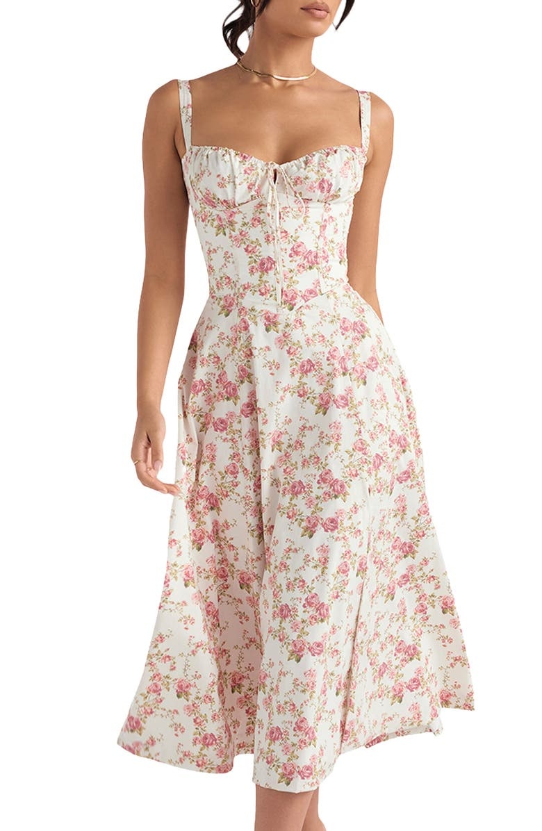 Floral Bustier Midriff Waist Shaper Dress