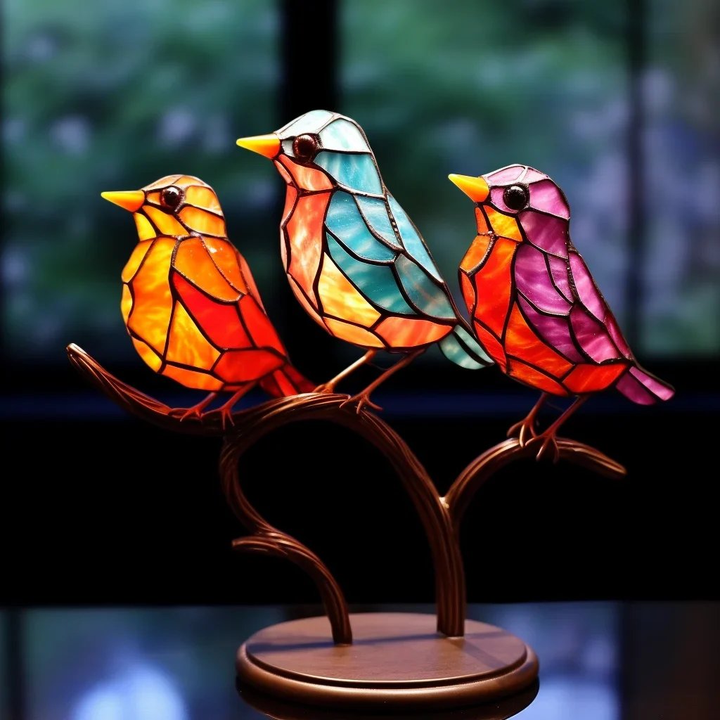 (Last Day 70% OFF) - Acrylic Birds on Branch Desktop Ornaments