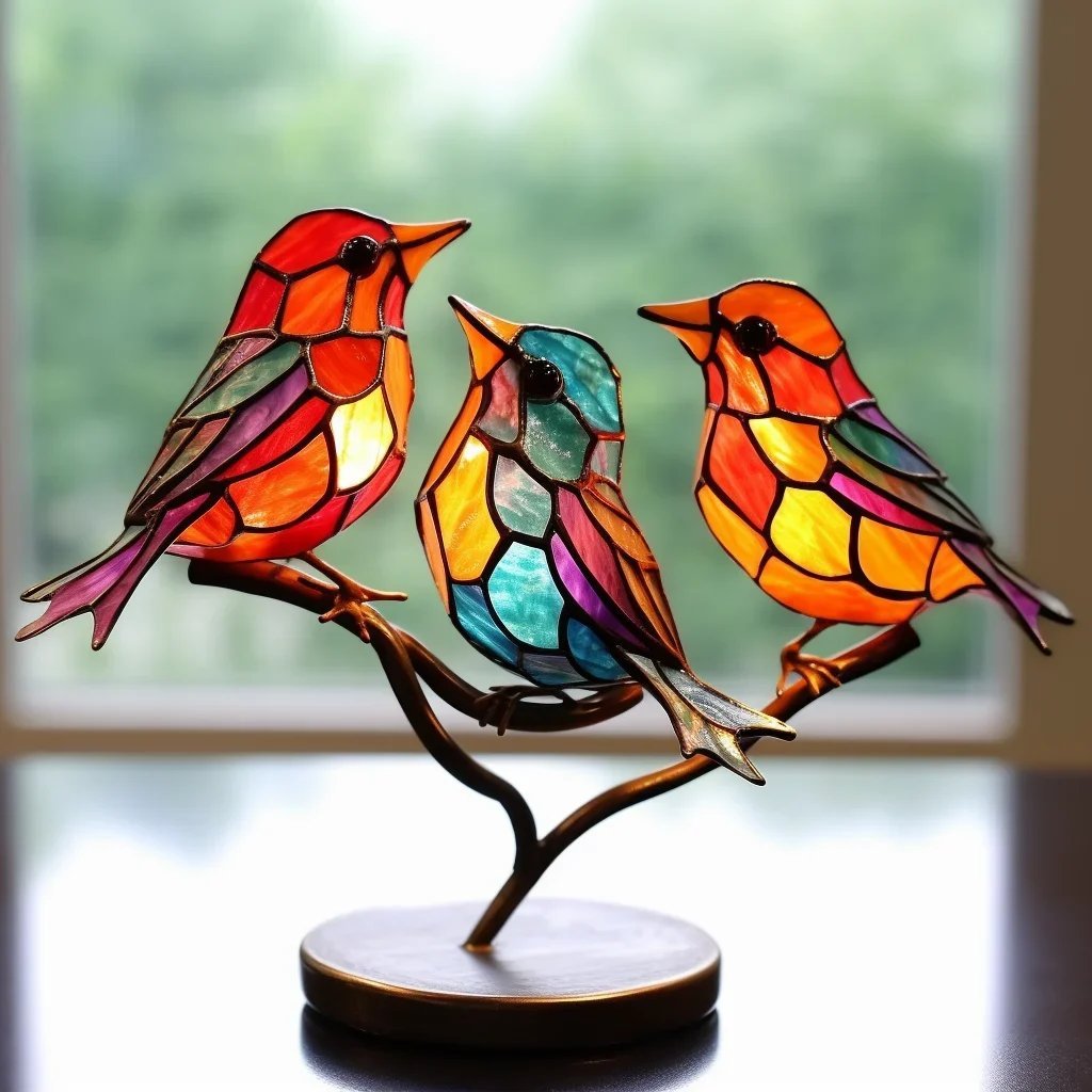 (Last Day 70% OFF) - Acrylic Birds on Branch Desktop Ornaments