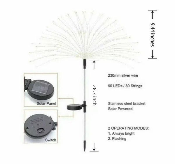 Shineshore Last Day 70% OFF - Waterproof Solar Garden Fireworks Lamp