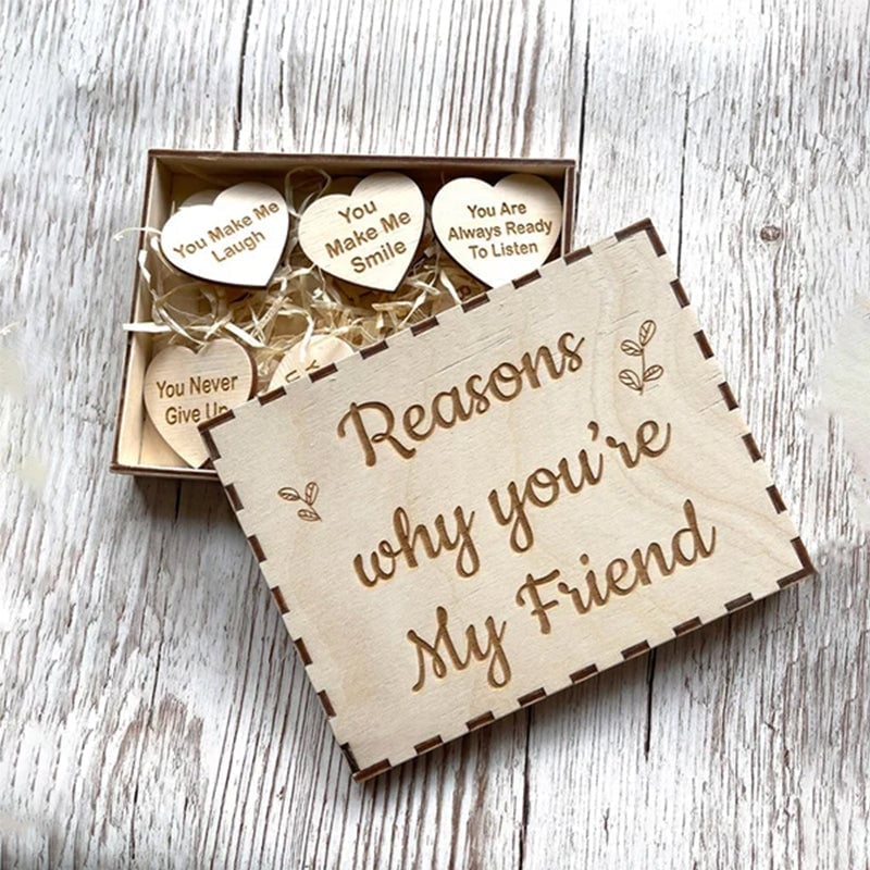 (Last Day 70% OFF) – Why You Are My Friend Wooden Box and Heart Tokens