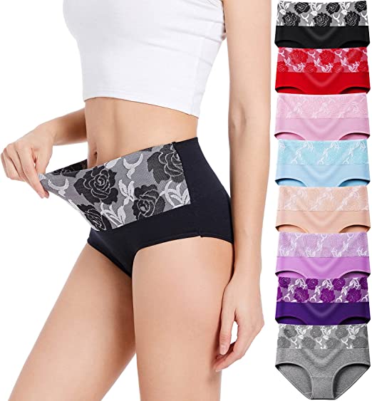 (Last Day Promotion SAVE 50% OFF) - Cotton High Waist Tummy Control Leak proof Panties Rose Jacquard Ladies Panty Multipack (3PCS/SET)