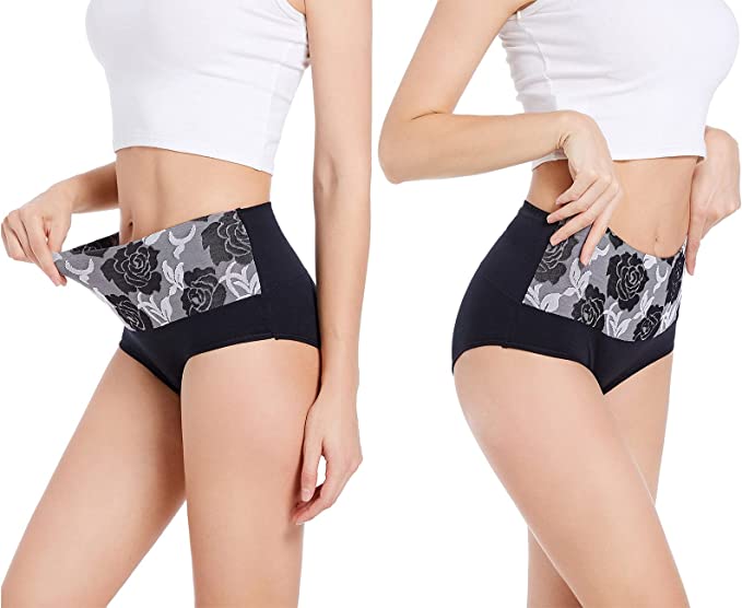 (Last Day Promotion SAVE 50% OFF) - Cotton High Waist Tummy Control Leak proof Panties Rose Jacquard Ladies Panty Multipack (3PCS/SET)