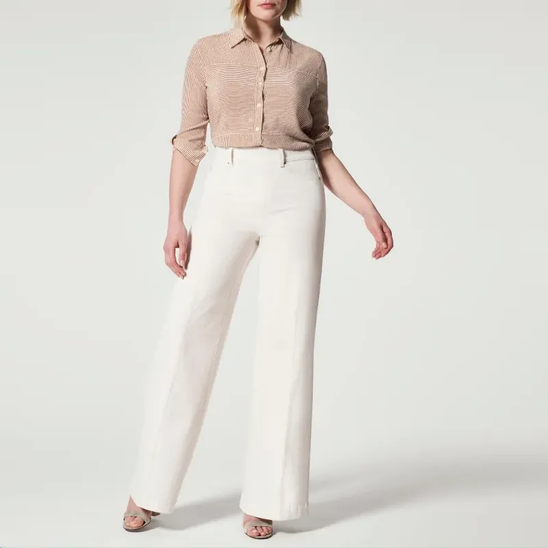 SEAMED FRONT WIDE LEG JEANS