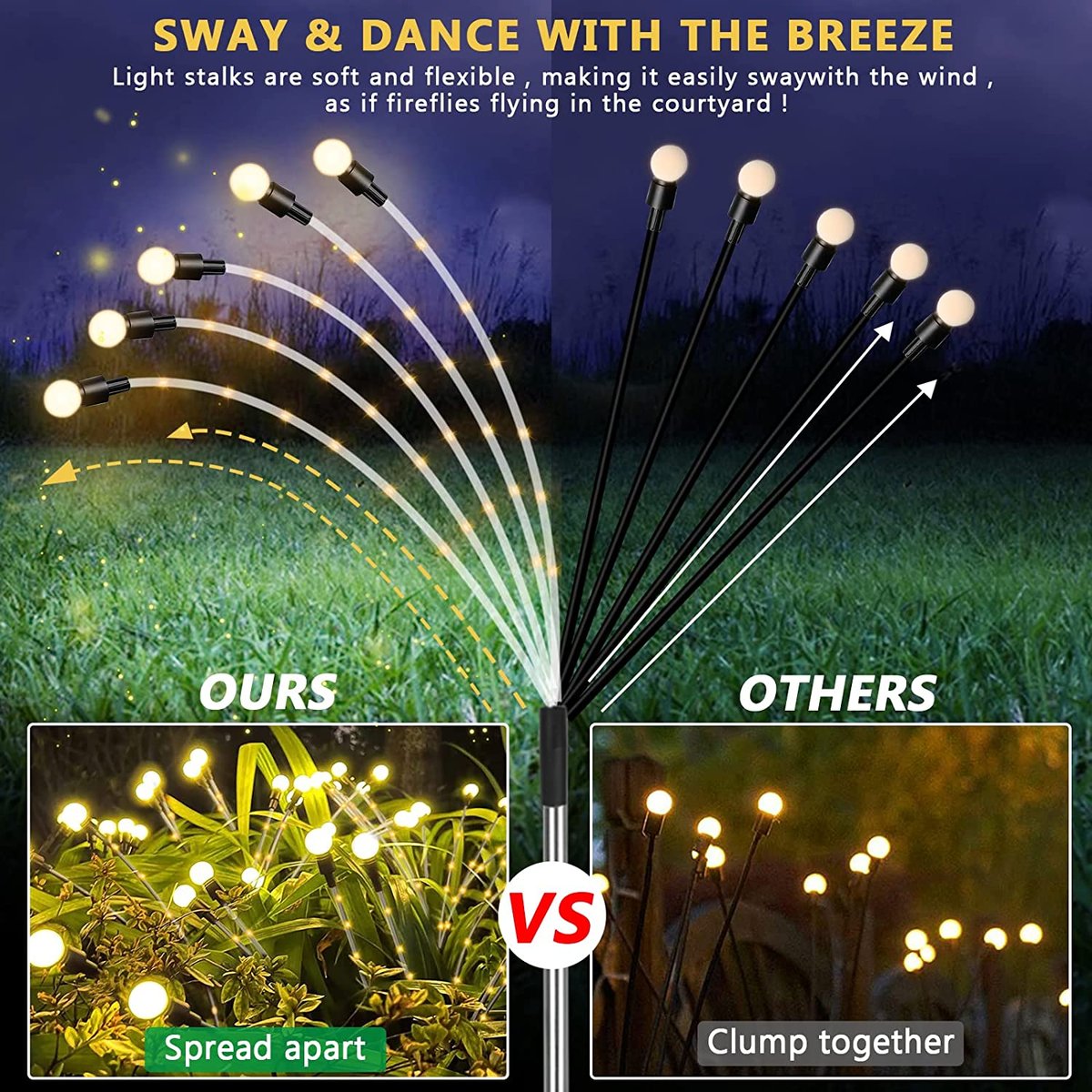 2023 New Upgraded Solar Powered Firefly Garden Light