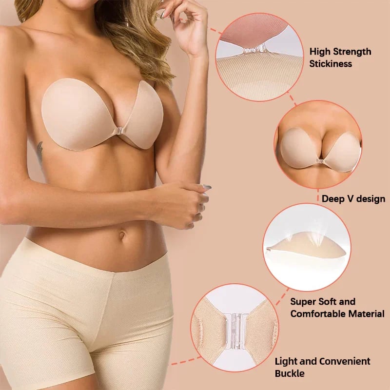 Adhesive Bra Backless Strapless Reusable Sticky Invisible Push Up Bra For Women