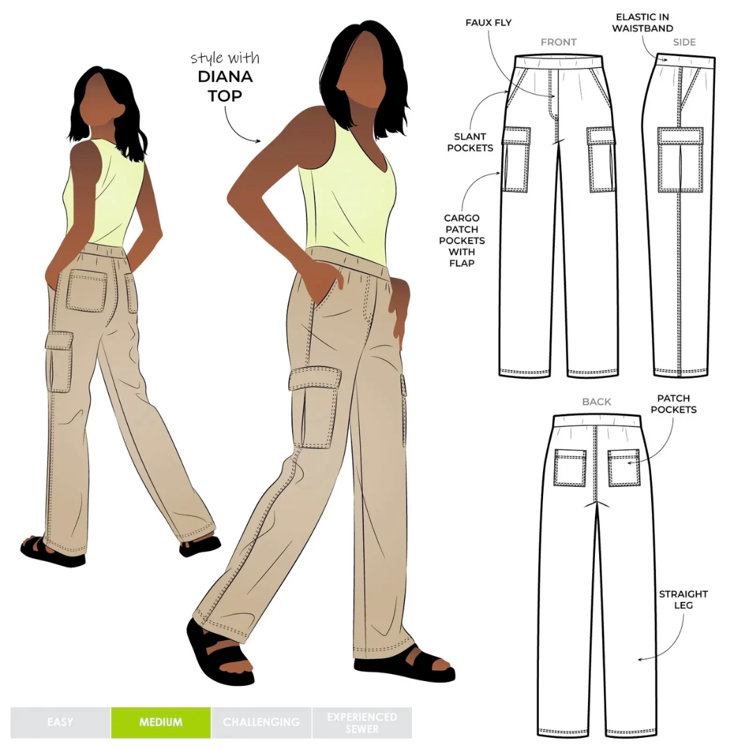 Curve Perfect Adjustable Waist Cargo Pants