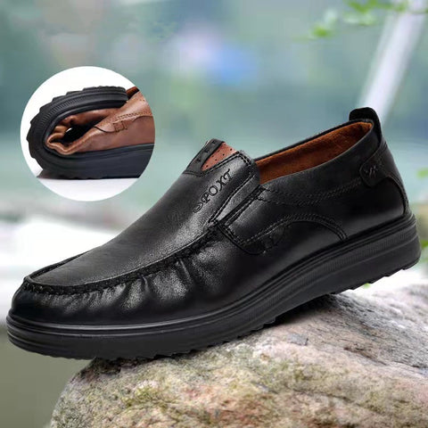 DRESSYE Mens Soft Insole Casual Comfortable Leather Slip On Loafers