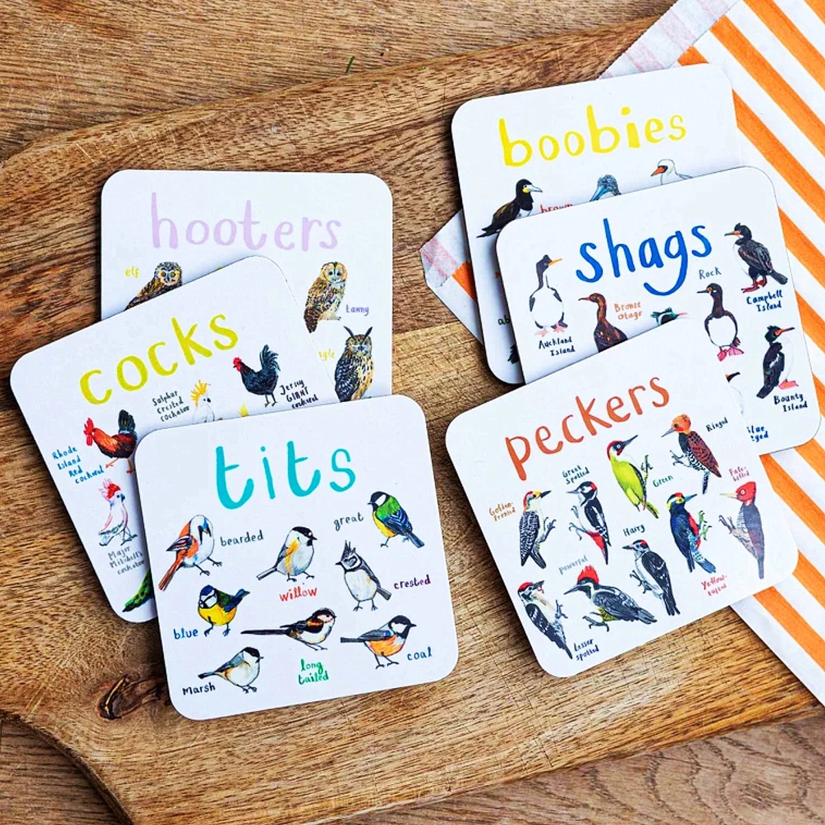 Last Day 49% OFF - Set of 6 Bird Pun Coasters