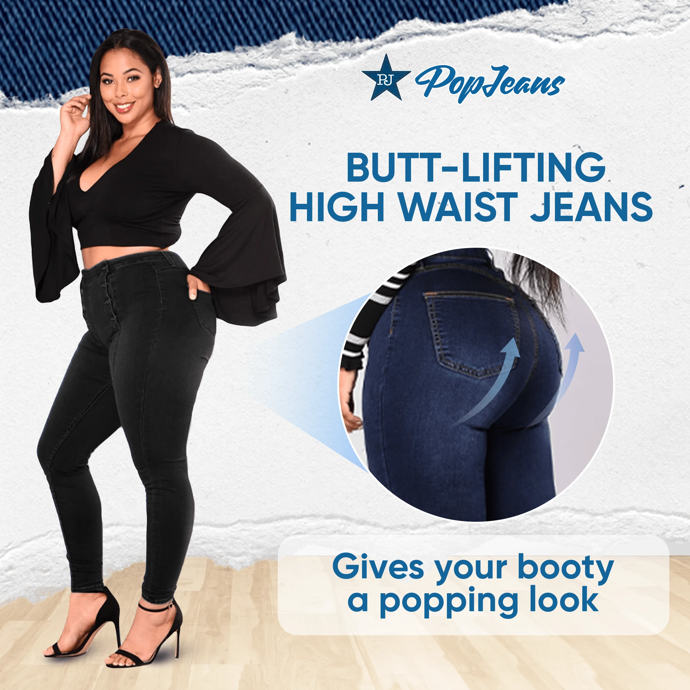 PopJeans - Butt Lifting High Waist Jeans