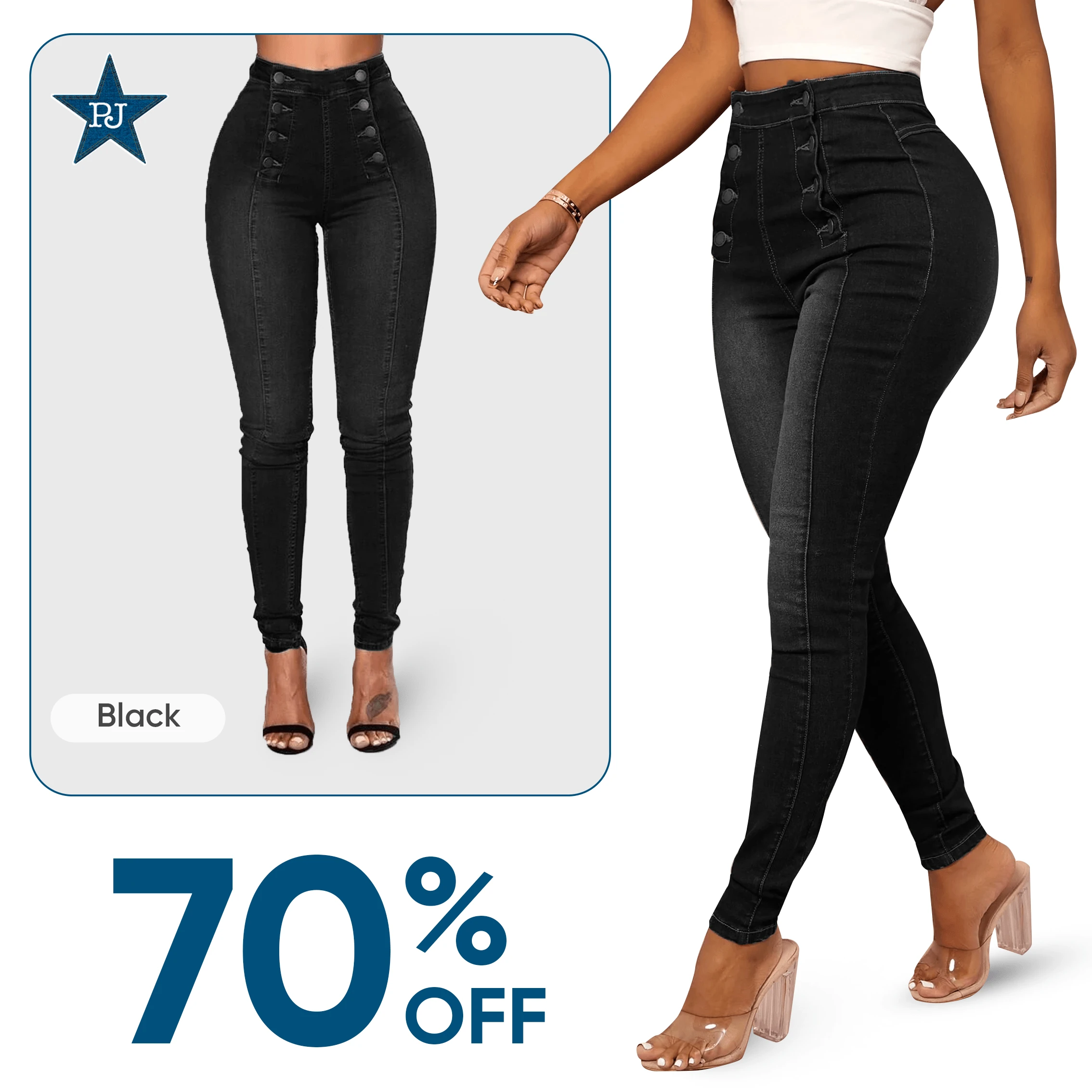 PopJeans - Butt Lifting High Waist Jeans