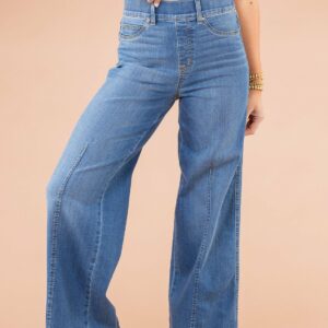 Seamed Front Wide Leg Jeans