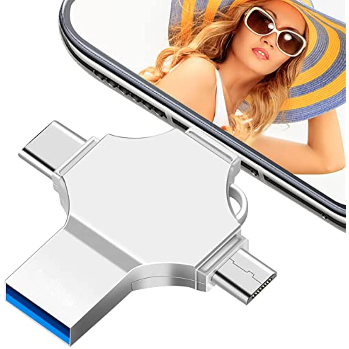 The BSCORET 4 IN 1 128 GB USB flash drive 2.0/3.0 For iPhone/ android/PC