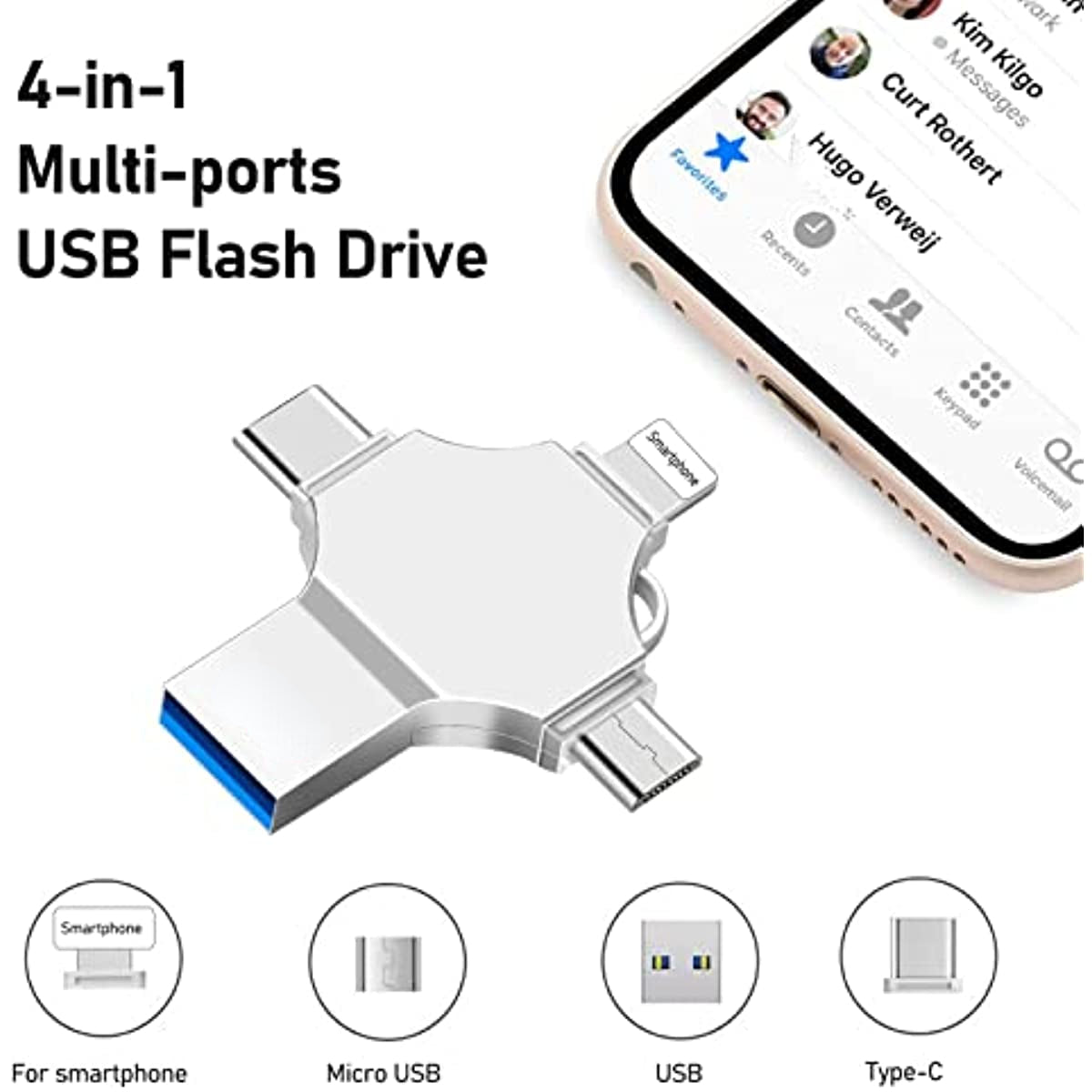 The BSCORET 4 IN 1 128 GB USB flash drive 2.0/3.0 For iPhone/ android/PC