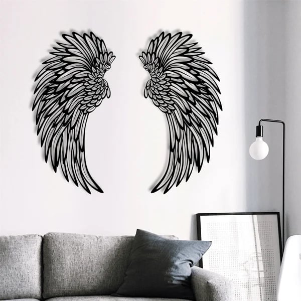 1 PAIR ANGEL WINGS METAL WALL ART WITH LED LIGHTS - GIFT TO HER