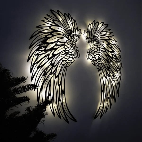 1 PAIR ANGEL WINGS METAL WALL ART WITH LED LIGHTS - GIFT TO HER