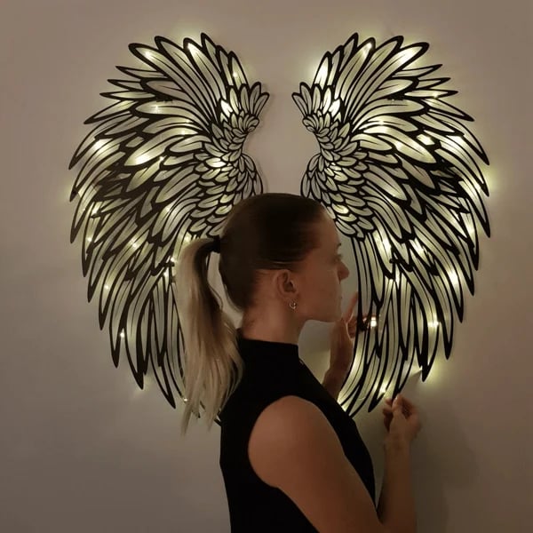 1 PAIR ANGEL WINGS METAL WALL ART WITH LED LIGHTS - GIFT TO HER