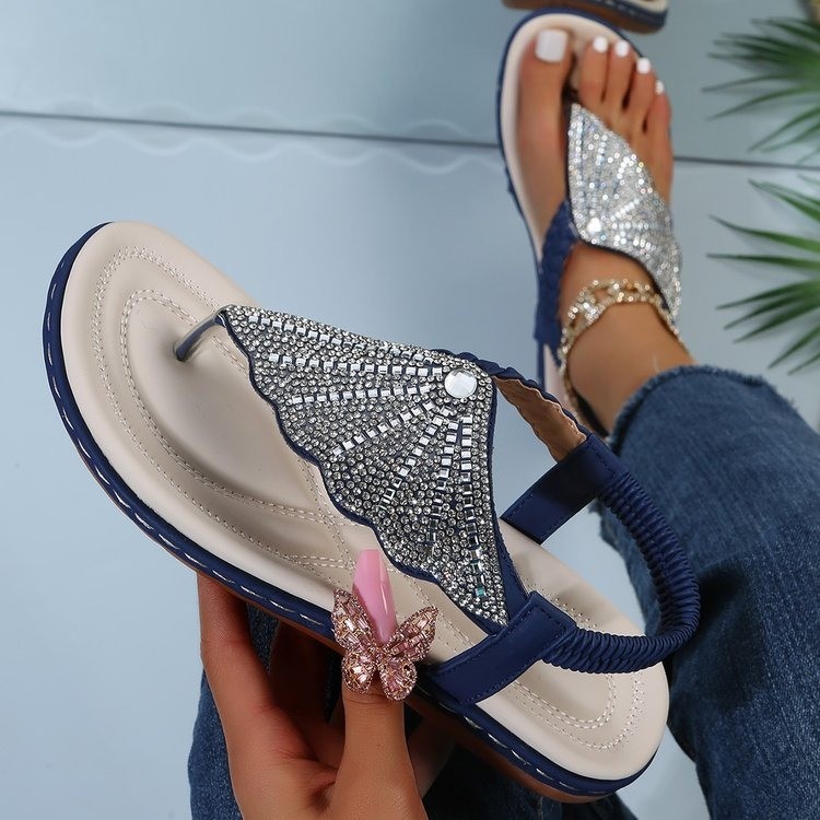 2023 Ortopedic Women's Sandals Casual Crystal Roman Slippers