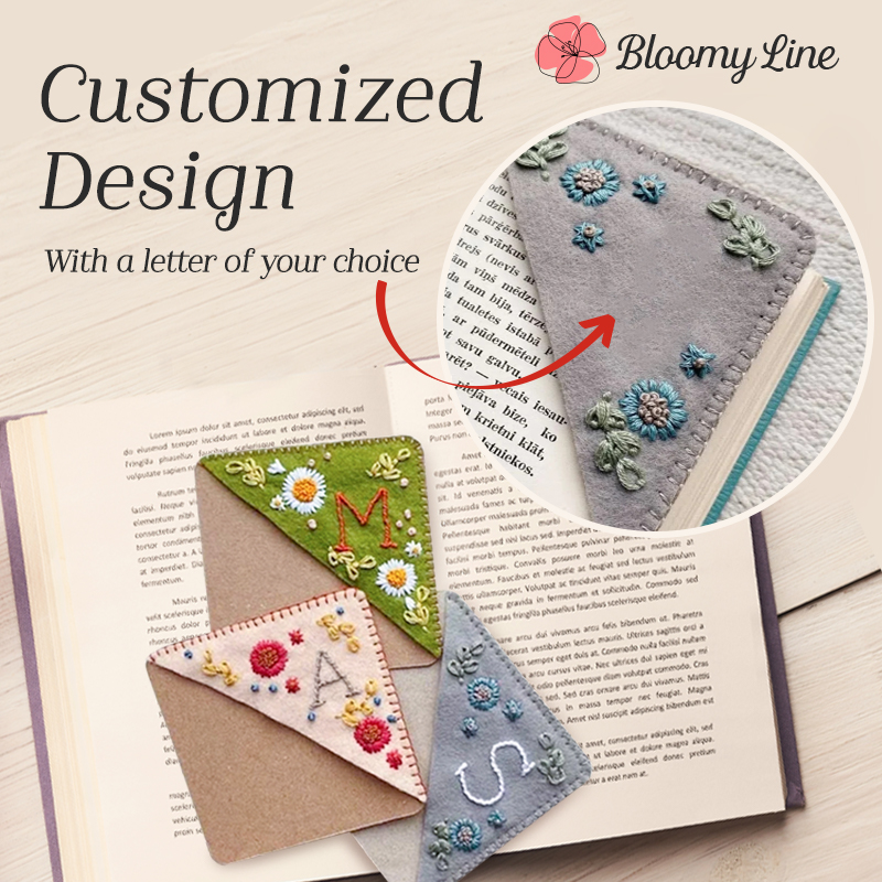 Bloomy Line – LAST DAY 70% OFF – Personalized Hand Embroidered Corner Bookmark