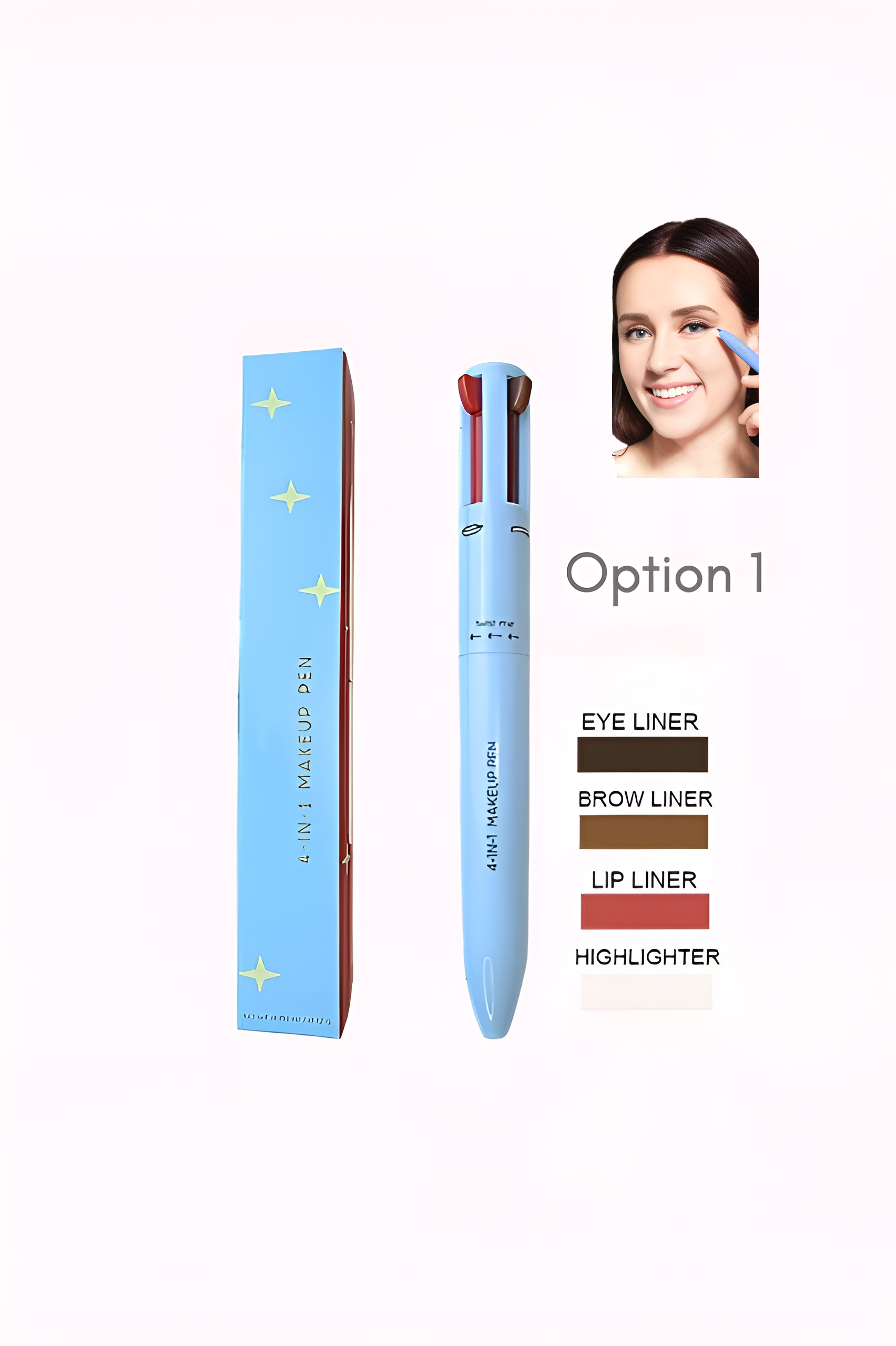 GlamPen - 4-In-1 Touch Up Makeup Pen (EYE LINER, BROW LINER, LIP LINER, & HIGHLIGHTER)