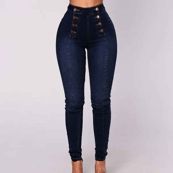 Hot Sale-49% OFF - Double Breasted High Waist Skinny Jeans