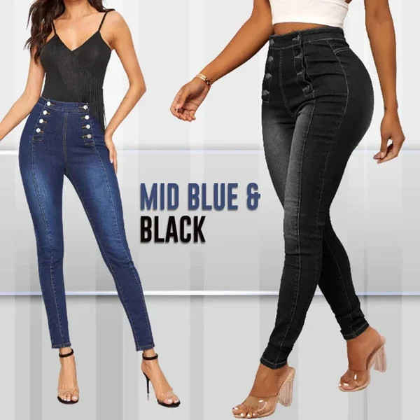 Hot Sale-49% OFF - Double Breasted High Waist Skinny Jeans